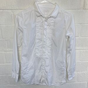 Burberry Children Pleated Button Down Long Sleeve White Collared Shirt sz 14